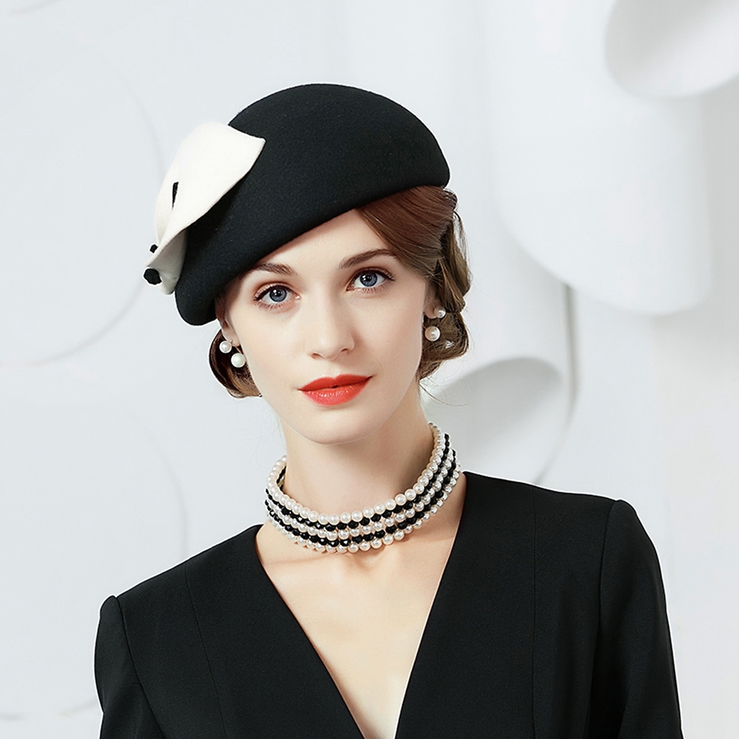 Moda Elegante 100% Lã Chapéus com Laço / Babados em Cascata 1pç Festa / Noite / Casual / Copa Melbourne Capacete de 2025 por $60.99 –P7
