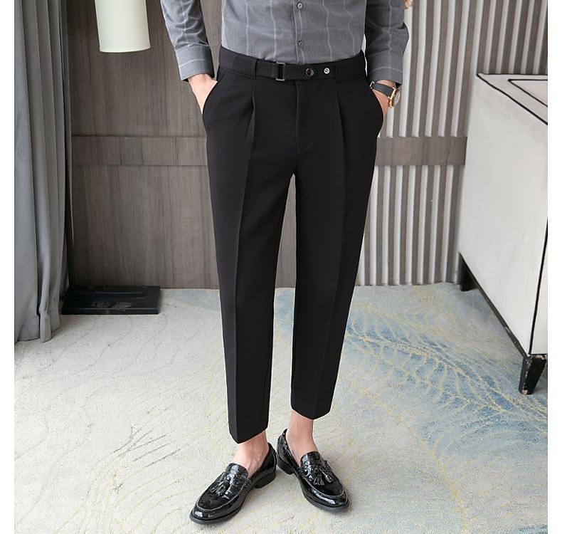 Voor heren Afstuderen Pakken Broek Geplooide broek Kostuumbroek Zak Hoogte stijging Effen Kleur Comfort Zacht liiketoiminta Dagelijks Elegant Vintage Zwart Wit Hoge taille 2025 - $46.99 –P14