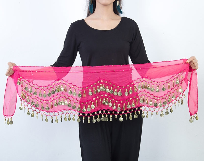Belly Dance Hip Scarf Coin Sequin Women's Training Chiffon / Ballroom Gold Coin Belt 2025 - $8.49 –P7