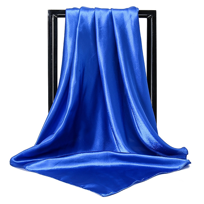 1 pz 90*90 cm colori solidi fazzoletto da collo sciarpa del hijab per le donne raso di seta della fascia dei capelli sciarpe femminile scialli quadrati testa sciarpe per le signore del 2025 a $9.49 –P14