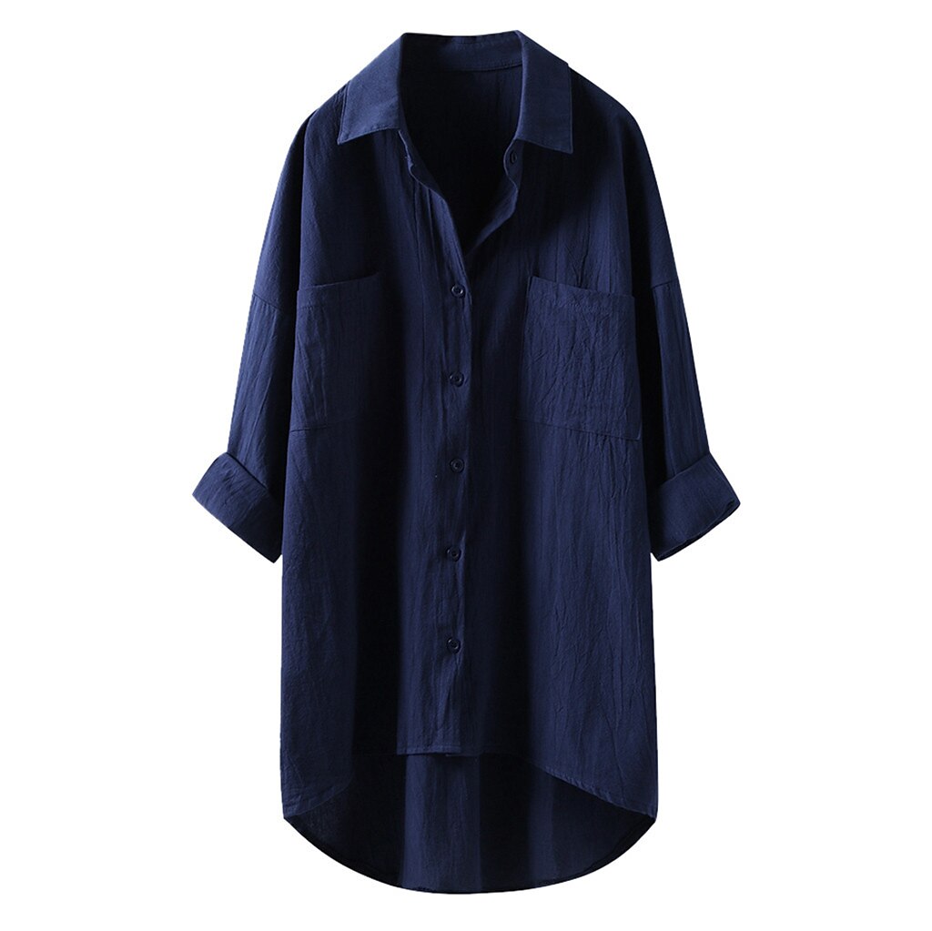 Femmes Chemise Chemises inspirées du lin Boutonner Chemisier Uni ancien Occasionnel manche longue Col de chemise Occasionnel Quotidien Week-end Patchwork Noir Blanche Bleu Vert Kaki de 2025 ? $29.99 –P4