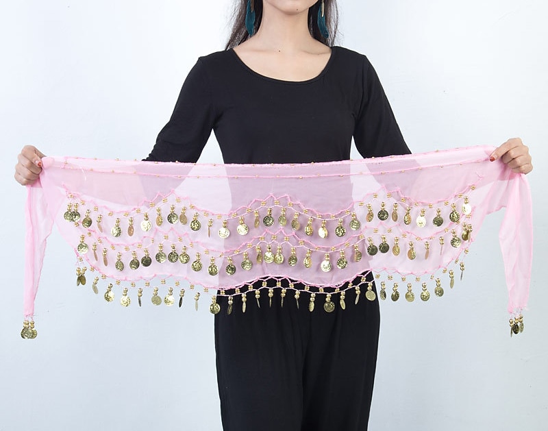 Belly Dance Hip Scarf Coin Sequin Women's Training Chiffon / Ballroom Gold Coin Belt 2025 - $8.49 –P4