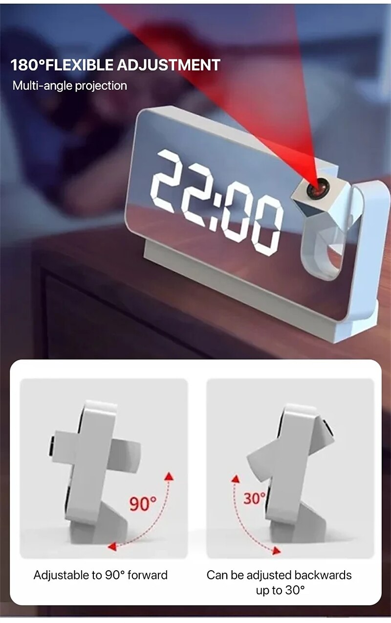 Smart Alarm Clock S282A for Led Digitale Projectie Wekker Tafel Elektronische Wekker Met Projectie  Tijd Projector Slaapkamer Nachtkastmodus 2025 - $23.99 –P8