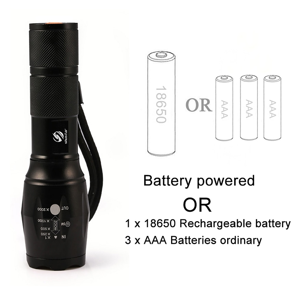 LED Flashlight Ultra Bright Torch L2/V6 Camping Light 5 Switch Modes Waterproof Zoomable Torch Light Emergency Use 18650 Battery 2025 - $15.49 –P6