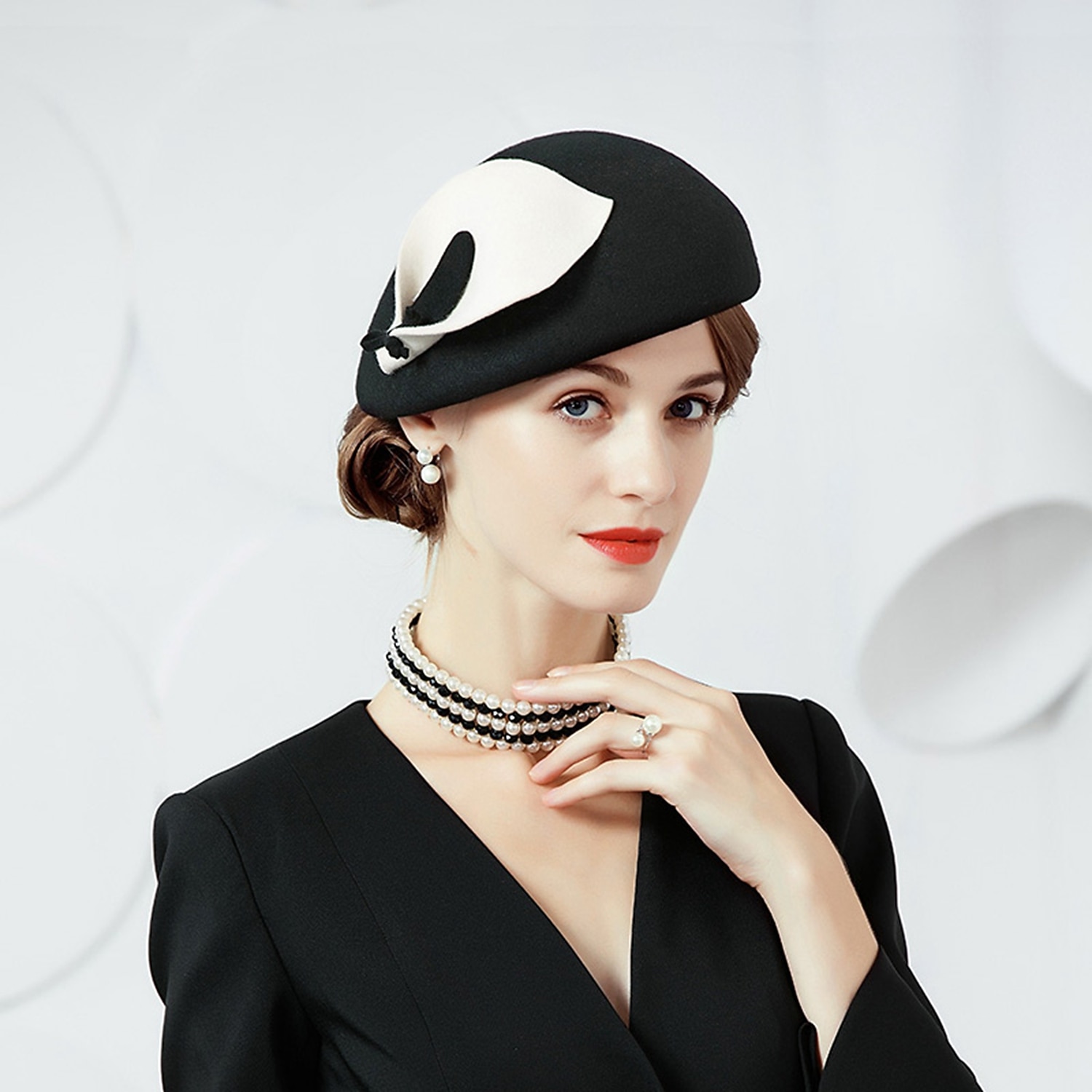 Moda Elegante 100% Lã Chapéus com Laço / Babados em Cascata 1pç Festa / Noite / Casual / Copa Melbourne Capacete de 2025 por $60.99 –P6