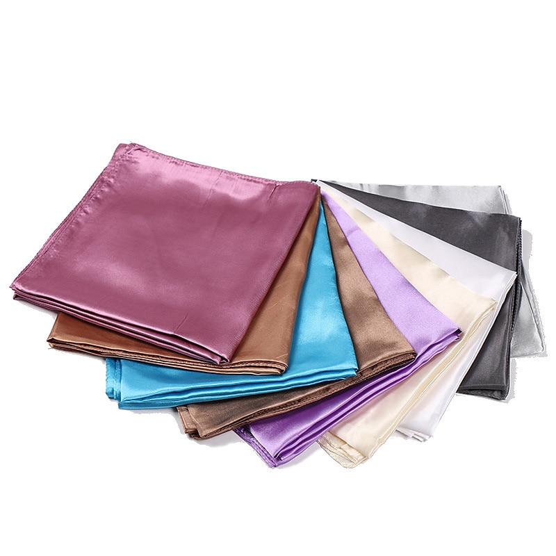 1 pz 90*90 cm colori solidi fazzoletto da collo sciarpa del hijab per le donne raso di seta della fascia dei capelli sciarpe femminile scialli quadrati testa sciarpe per le signore del 2025 a $9.49 –P4