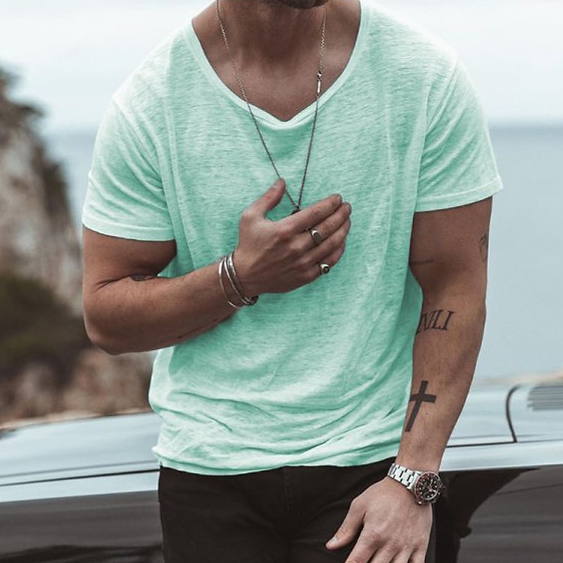 Herren T Shirt Kurzarm Rundhalsausschnitt Sommer Einfach Mode Klassisch Bequem Rundhalsausschnitt Straße Lässig Sport Schwarz Weiß Blau Top T-Shirt für Herren 2025 - $20.99 –P11