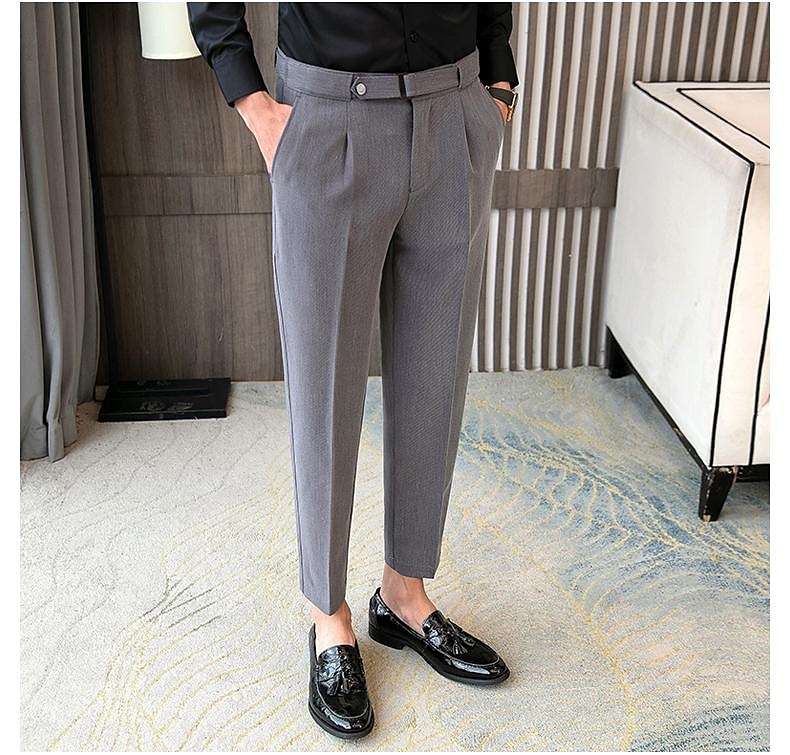 Voor heren Afstuderen Pakken Broek Geplooide broek Kostuumbroek Zak Hoogte stijging Effen Kleur Comfort Zacht liiketoiminta Dagelijks Elegant Vintage Zwart Wit Hoge taille 2025 - $46.99 –P18
