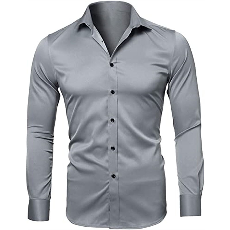 herren hemd einfarbig turndown party täglich button-down langarm tops lässig modisch bequem weiß schwarz grau 2026 - $31.99 –P2