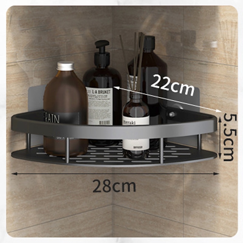 Carrito de ducha, cesta triangular para baño, ventosa, tipo de pared, espacio, cuarto de ducha de aluminio, triángulo, estante de esquina para inodoro no perforado 2025 - $23.99 –P8