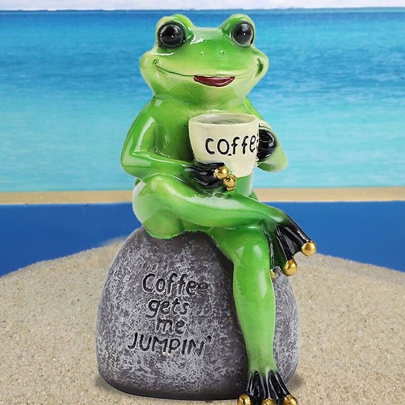 Songlake estátua de sapo bonito criativo sapo de jardim bebendo estatueta de resina de café escultura de decoração de artesanato interior decoração de jardim ao ar livre de 2025 por $16.49 –P6