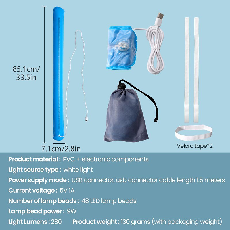 LED Camping Light Outdoor Inflatable Tube Light Portable Foldable USB Interface Tube Light Outdoor Emergency Travel Hiking Camping Tent Light Emergency Lighting 2025 - $30.99 –P2