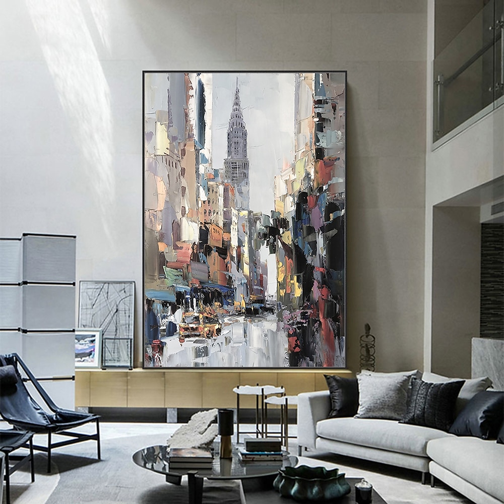 Mintura Handmade City Landscape Oil Painting On Canvas Wall Art Decoration Modern Abstract Picture For Home Decor Rolled Frameless Unstretched Painting 2025 - $69.99 –P5