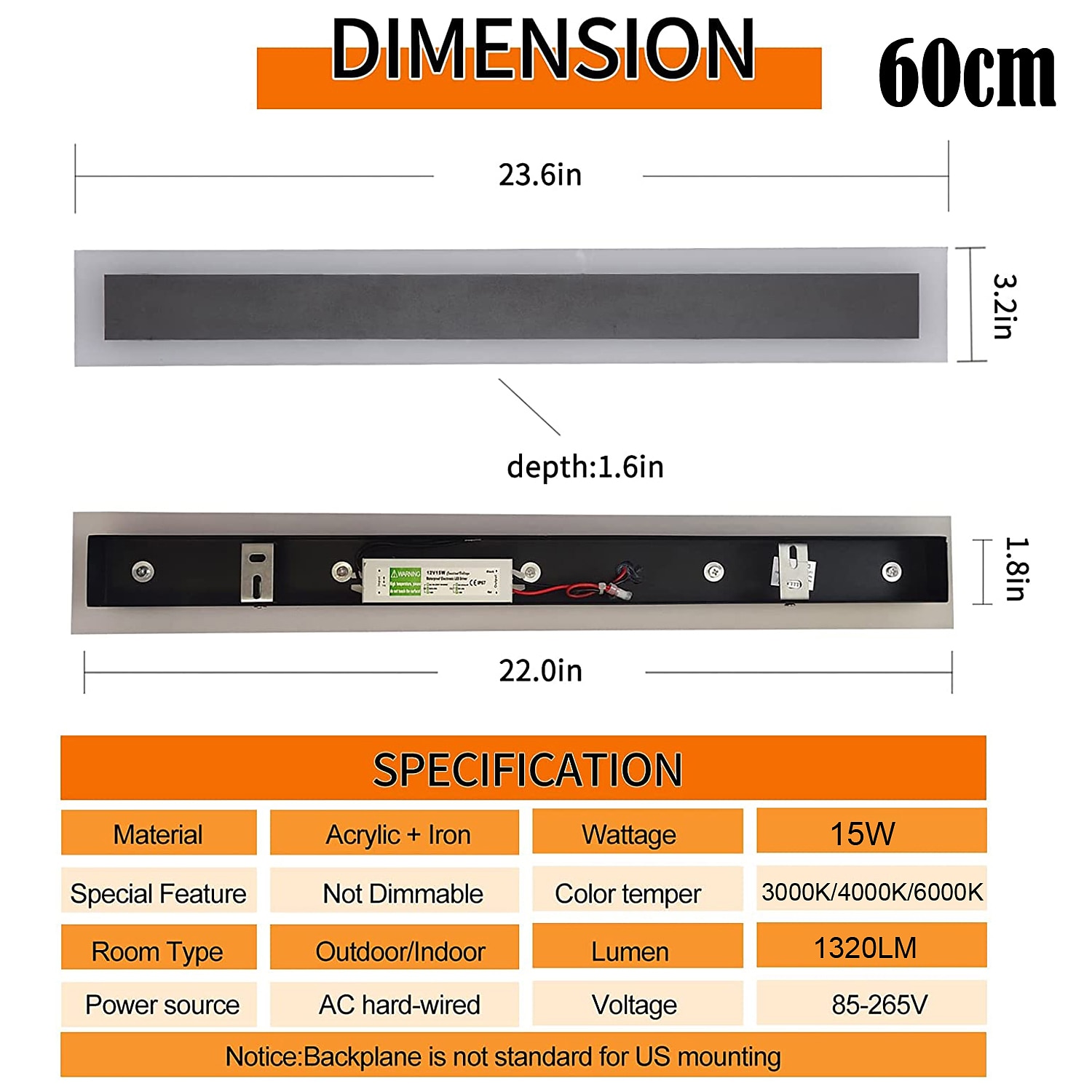 60/80/100cm Wall Light LED Acrylic Wall Sconces Long Porch Wall Lamp Fixture Suitable for Living Room AC85-265V 2025 - $85.99 –P3
