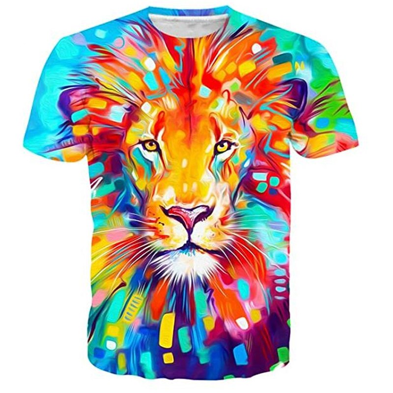 Pojkar 3D Djur Lejon T-shirt Kortärmad 3D-tryck Sommar Vår Aktiv Sport Mode Polyester Barn 3-12 år Utomhus Dagligen Normal 2025 - $11.99 –P1