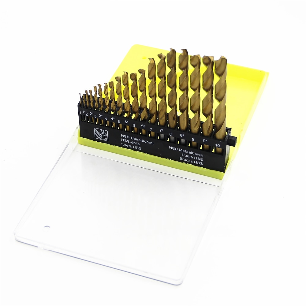19pc/lot 1mm-10mm Titanium Metalworking Hard Metal HSS Twist Drill Bit Set For Drilling Stainless Steel 2025 - $16.99 –P10