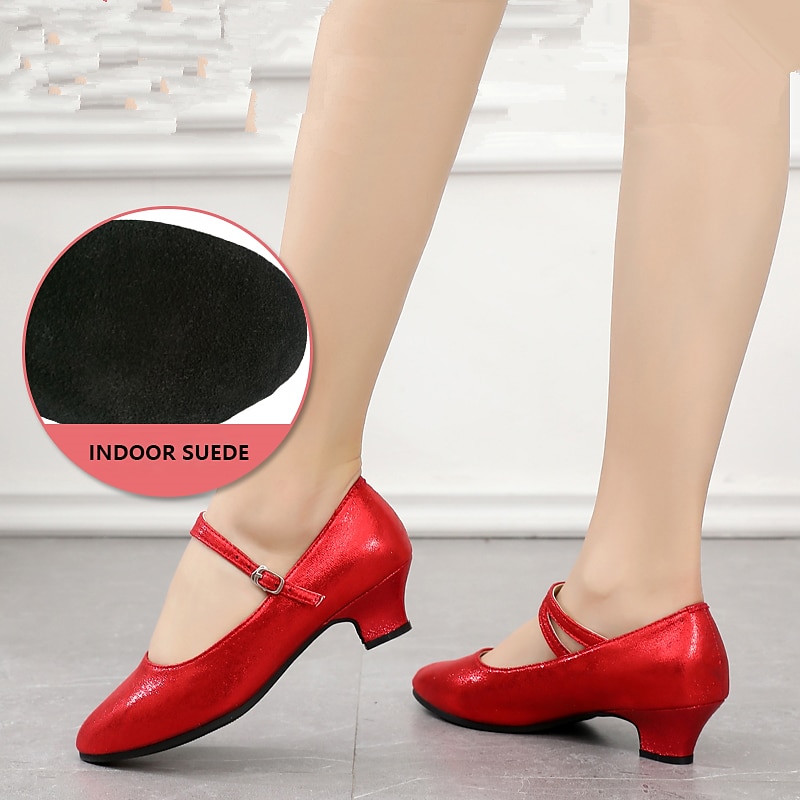 pantofi de dans damă cu sclipici – talpă de interior din piele de căprioară în stil mary jane pentru dans de sală și dans latino 2025 - $29.99 –P1