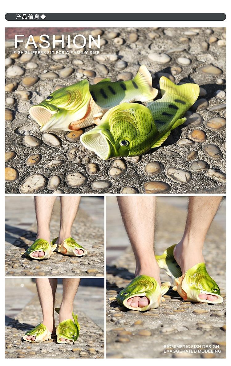 fiskformade tofflor för män - roliga 3d-flip flops för män och kvinnor, nyhet sommarstrandsandaler, fritidskläder inomhus/utomhus 2025 - $19.99 –P2