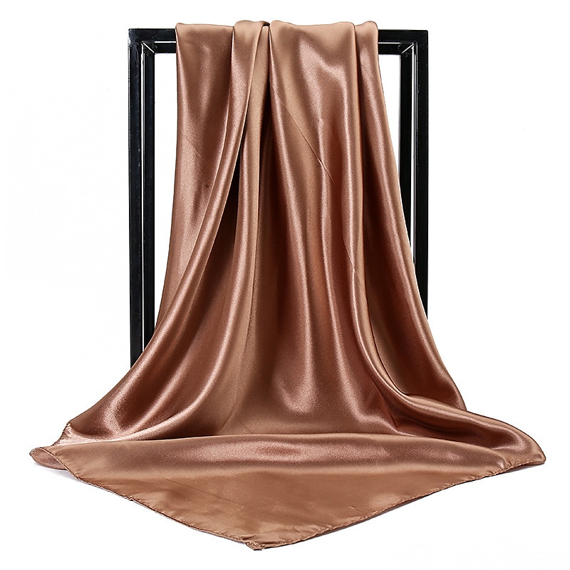 1 pz 90*90 cm colori solidi fazzoletto da collo sciarpa del hijab per le donne raso di seta della fascia dei capelli sciarpe femminile scialli quadrati testa sciarpe per le signore del 2025 a $9.49 –P8