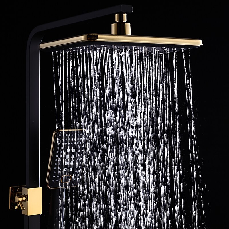 sistema de ducha juego de grifería montado en la pared, cabezal de ducha de lluvia de 9 pulgadas ducha de mano rociador de mano con soporte acabados electrochapados/pintados montaje interior válvula de cerámica ducha de baño 2025 - $333.79 –P14