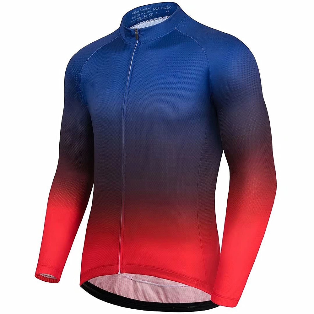 Men's Long Sleeve Cycling Jersey have Reflective Trims and Pockets