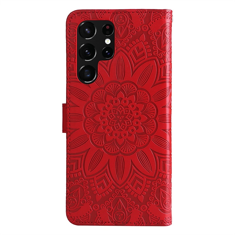 телефон Кейс для Назначение SSamsung Galaxy S25 S22 S21 FE S21 Ультра Плюс A54 A32 Кошелек для карт Флип Рельефный с ремешком на запястье Цветы ТПУ ПК 2025 - $9.99 –P7