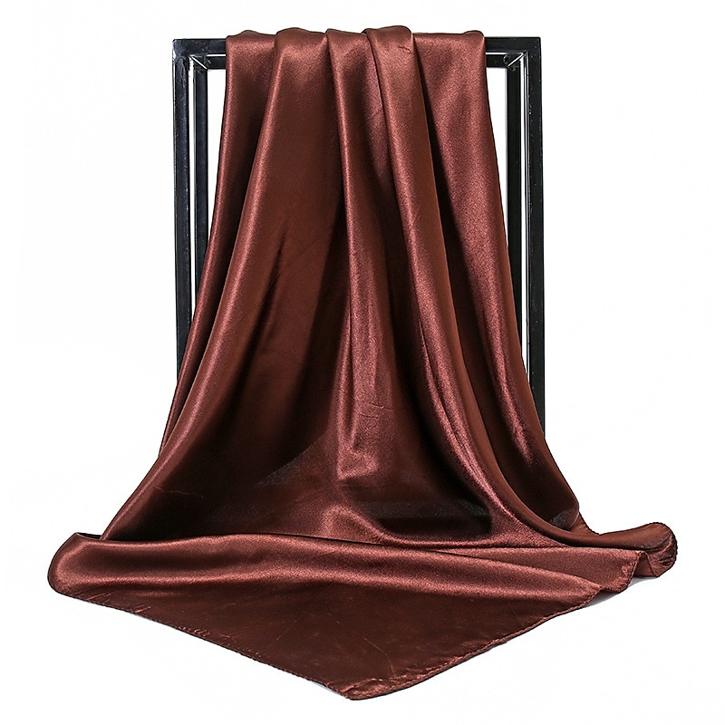 1 pz 90*90 cm colori solidi fazzoletto da collo sciarpa del hijab per le donne raso di seta della fascia dei capelli sciarpe femminile scialli quadrati testa sciarpe per le signore del 2025 a $9.49 –P9