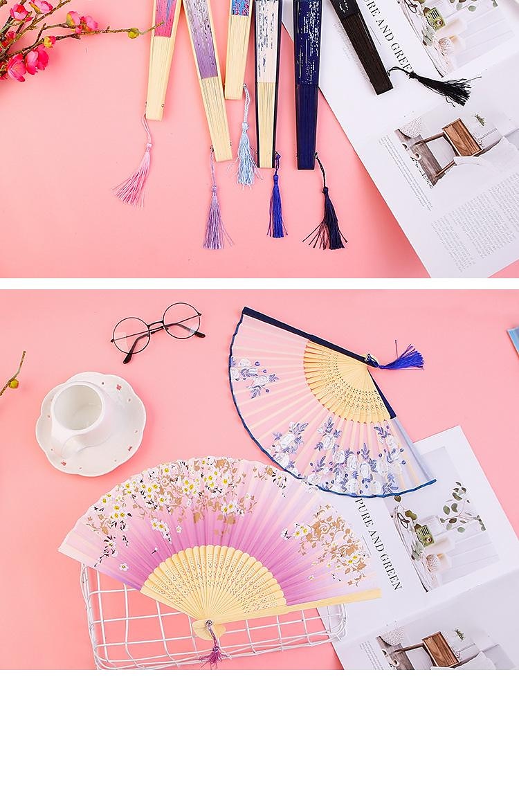 Faltfächer im Vintage-Stil, Seiden-Faltfächer, chinesisches japanisches Muster, Kunsthandwerk, Geschenk, Heimdekoration, Ornamente, Tanz-Handfächer, 17,8 cm 2025 - $9.49 –P8
