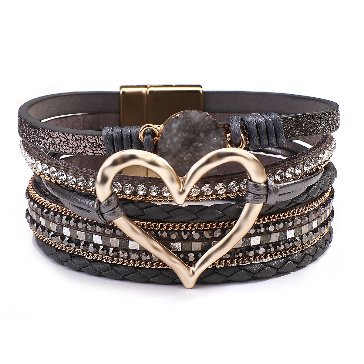 1pc Magnetverschluss Boho Wickelarmbänder Ledermanschette Armreif Perlenarmbänder für Frauen stapelbar Unendlichkeitsarmbänder Schmuck 2025 - $12.99 –P14