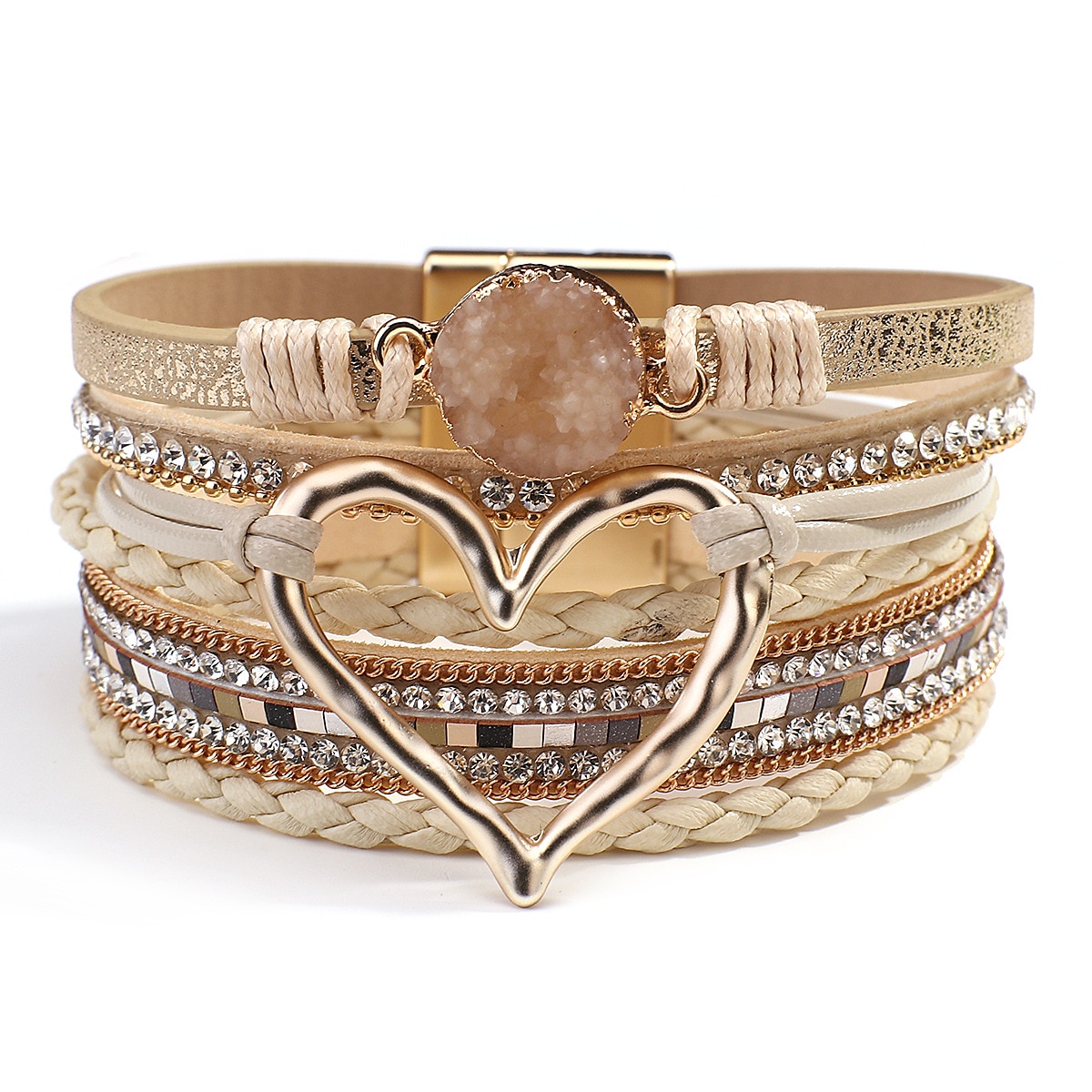 1pc Magnetverschluss Boho Wickelarmbänder Ledermanschette Armreif Perlenarmbänder für Frauen stapelbar Unendlichkeitsarmbänder Schmuck 2025 - $12.99 –P11