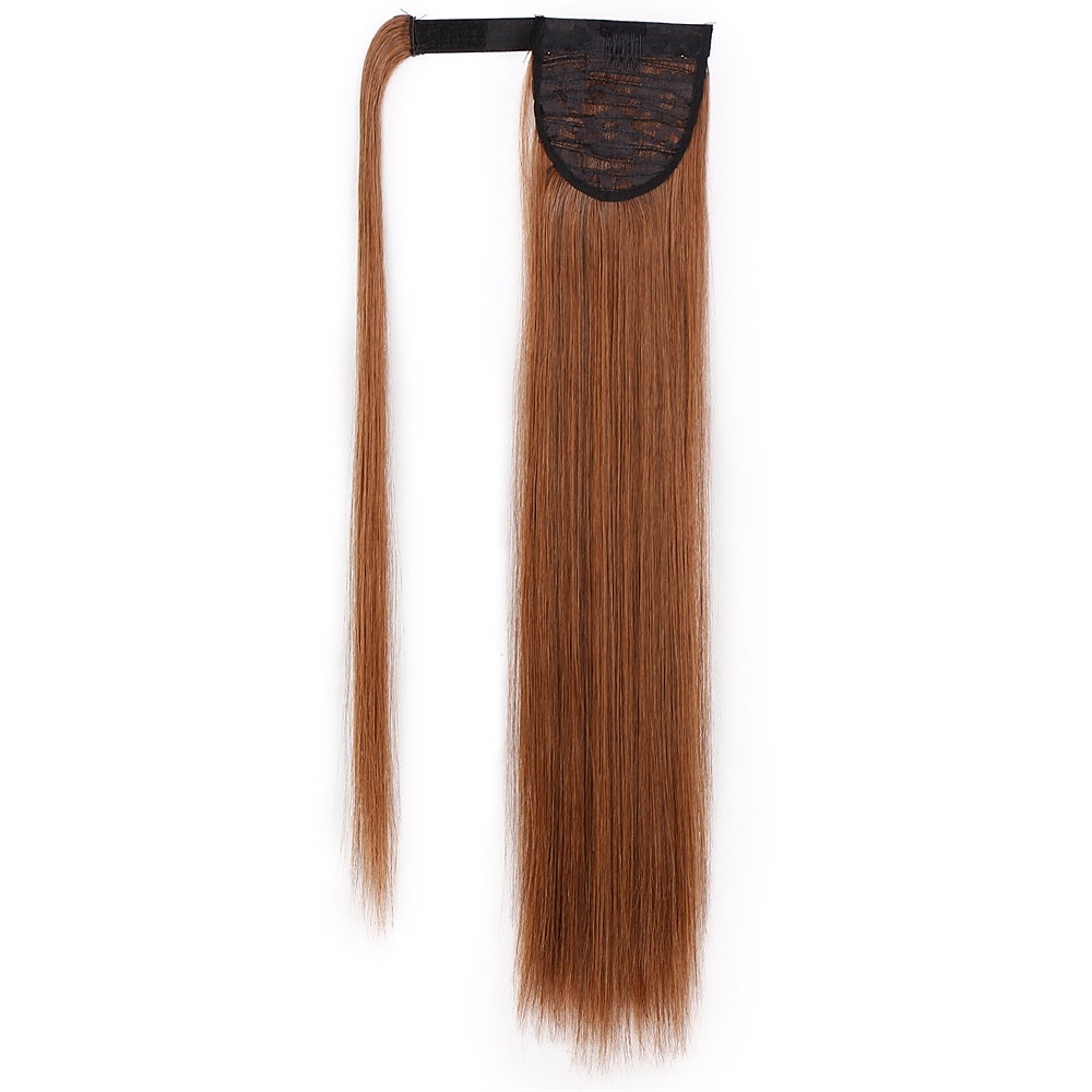 Clip dans l'extension de queue de cheval enveloppant les cheveux raides postiche synthétique de 22 pouces-noir naturel 1b couleur de 2025 ? $12.49 –P8
