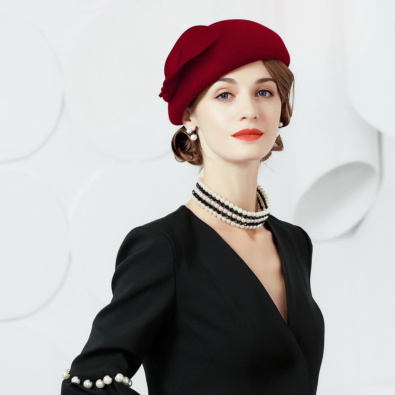 Moda Elegante 100% Lã Chapéus com Laço / Babados em Cascata 1pç Festa / Noite / Casual / Copa Melbourne Capacete de 2025 por $60.99 –P1