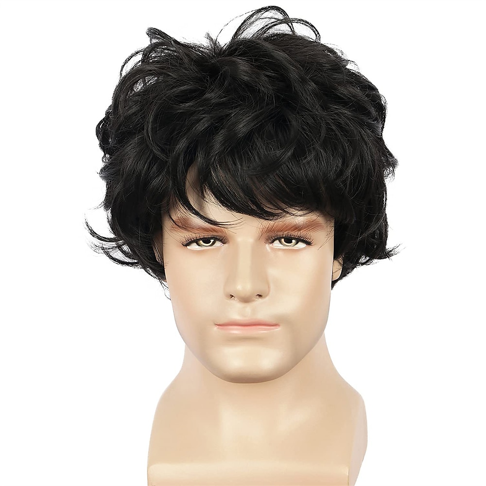 parrucca da uomo divertente parrucca da uomo corta riccia marrone parrucche anime cosplay parrucca di capelli cosplay parrucche di halloween del 2025 a $20.99 –P12