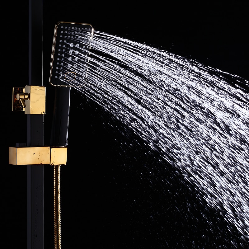 sistema de ducha juego de grifería montado en la pared, cabezal de ducha de lluvia de 9 pulgadas ducha de mano rociador de mano con soporte acabados electrochapados/pintados montaje interior válvula de cerámica ducha de baño 2025 - $333.79 –P19