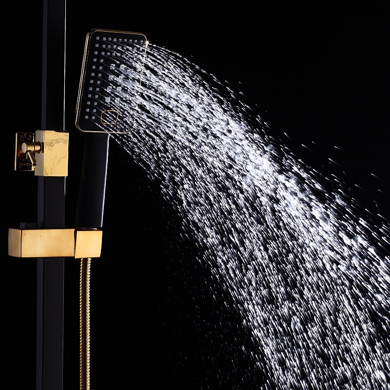 sistema de ducha juego de grifería montado en la pared, cabezal de ducha de lluvia de 9 pulgadas ducha de mano rociador de mano con soporte acabados electrochapados/pintados montaje interior válvula de cerámica ducha de baño 2025 - $333.79 –P16