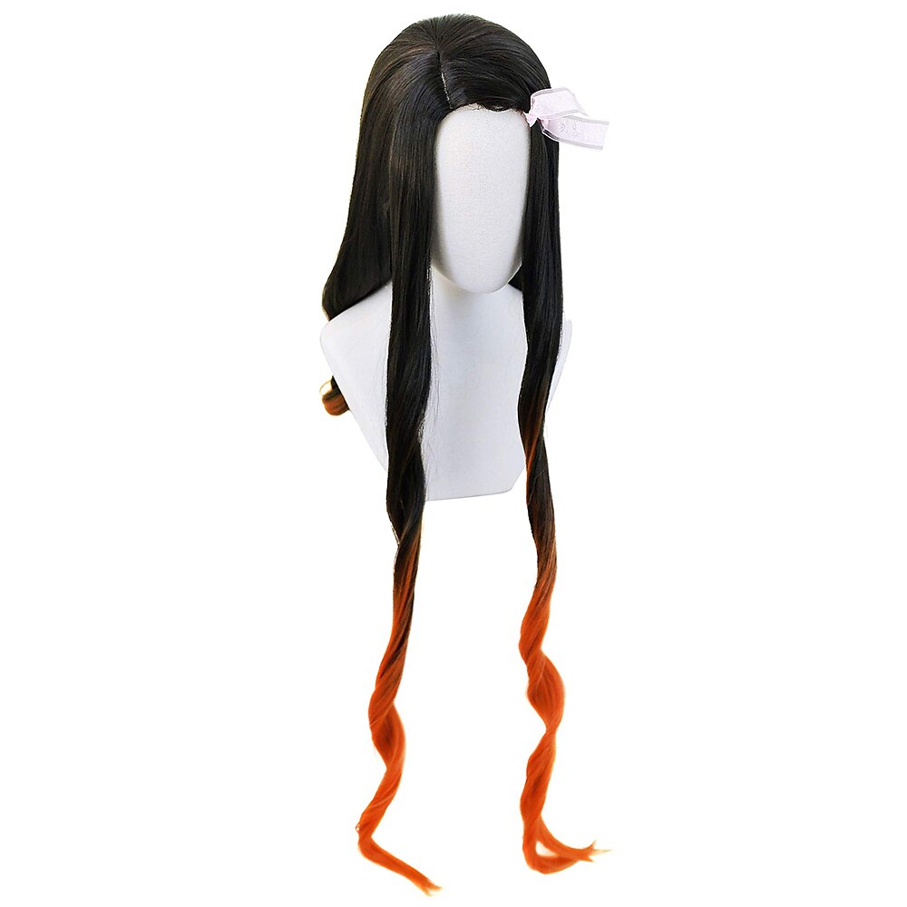 Women's Nezuko Cosplay Wig Long Black Gradient Orange Wave Hair Halloween Wigs 2025 - $26.99 –P5