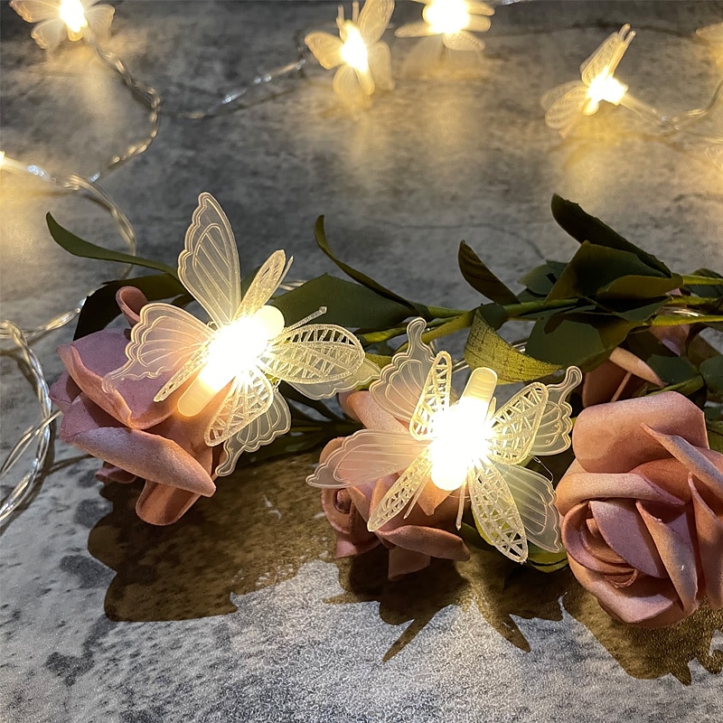 Luzes de corda led borboleta 1.5/3 m decoração de luzes de fadas de casamento ao ar livre luzes de natal alimentadas por bateria festa natalícia decoração de varanda de jardim de 2025 por $16.99 –P2