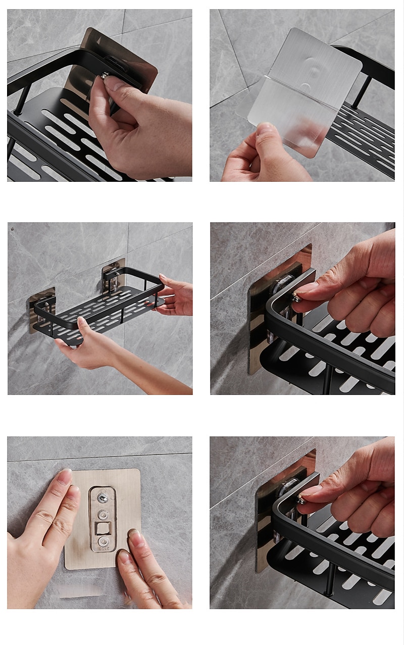 Carrito de ducha, cesta triangular para baño, ventosa, tipo de pared, espacio, cuarto de ducha de aluminio, triángulo, estante de esquina para inodoro no perforado 2025 - $23.99 –P9