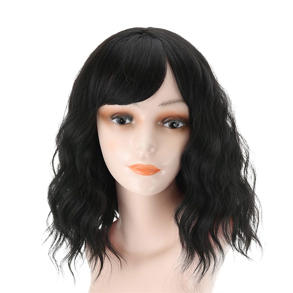 Peruca Curta Onda Rosa com Franja Peruca Curta Bob Cacheada Rosa com Franja Peruca Onda Pastel para Mulheres Peruca Sintética Colorida Cosplay Perucas Halloween de 2025 por $20.99 –P6