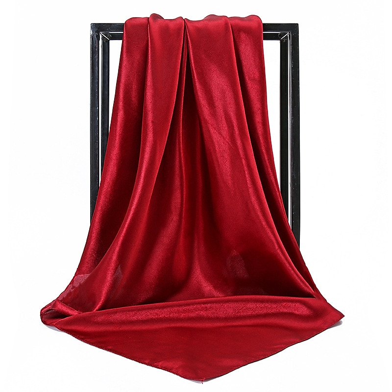 1 pz 90*90 cm colori solidi fazzoletto da collo sciarpa del hijab per le donne raso di seta della fascia dei capelli sciarpe femminile scialli quadrati testa sciarpe per le signore del 2025 a $9.49 –P10