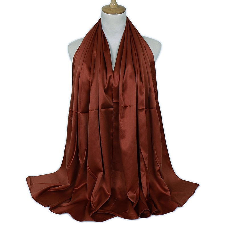 1 peça de luxo lenço de seda feminino lenço hijab longo xale muçulmano turbante bandana lenços de cetim envoltórios de cabeça de 2026 por $11.49 –P11