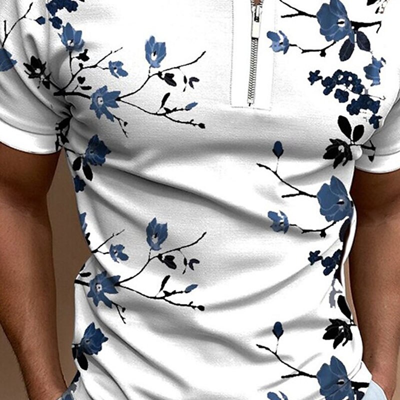 Kentucky Derby Men's Floral Hawaiian Polo Shirts Golf Shirt Short Sleeve Polo Shirts Collared Shirts Casual Beach Wear Vacation Wear Tropical Wear Party Outfits 3D Print Quarter Zip Polo White Brown 2025 - $22.99 –P2