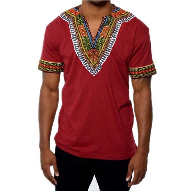 Męskie Koszulkowy Nowoczesne stroje afrykańskie Druk afrykański Dashiki Bal maskowy Doroślu podkoszulek Impreza 2025 - $23.99 –P4