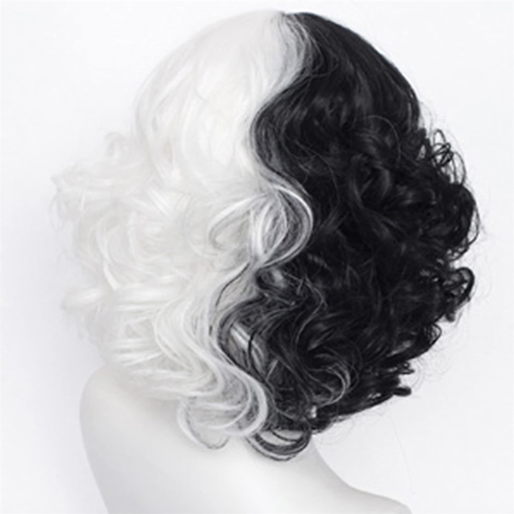 perucă cosplay jumătate albă și neagră perucă cosplay joc de rol peruci de petrecere pentru femei peruci de halloween 2025 - $17.99 –P11