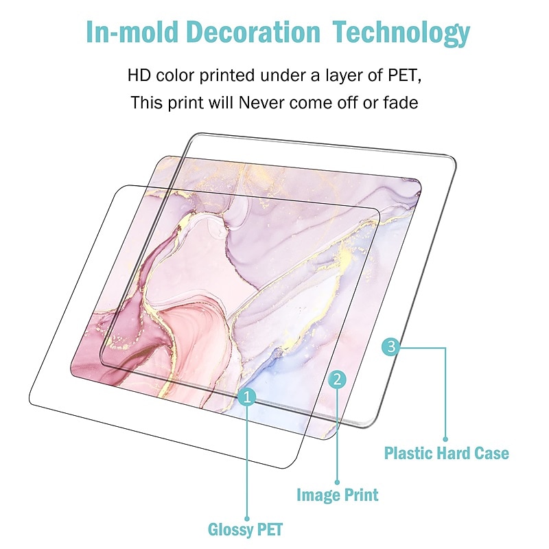 Compatible with MacBook Air 13 Inch Case 2022 2021 2020 2019 2018 Release M1 A2337 A2179 A1932 Touch ID MacBook Air Case Hard Shell Case  2 Keyboard Covers  Screen Protector Pink Marble 2025 - $28.99 –P3