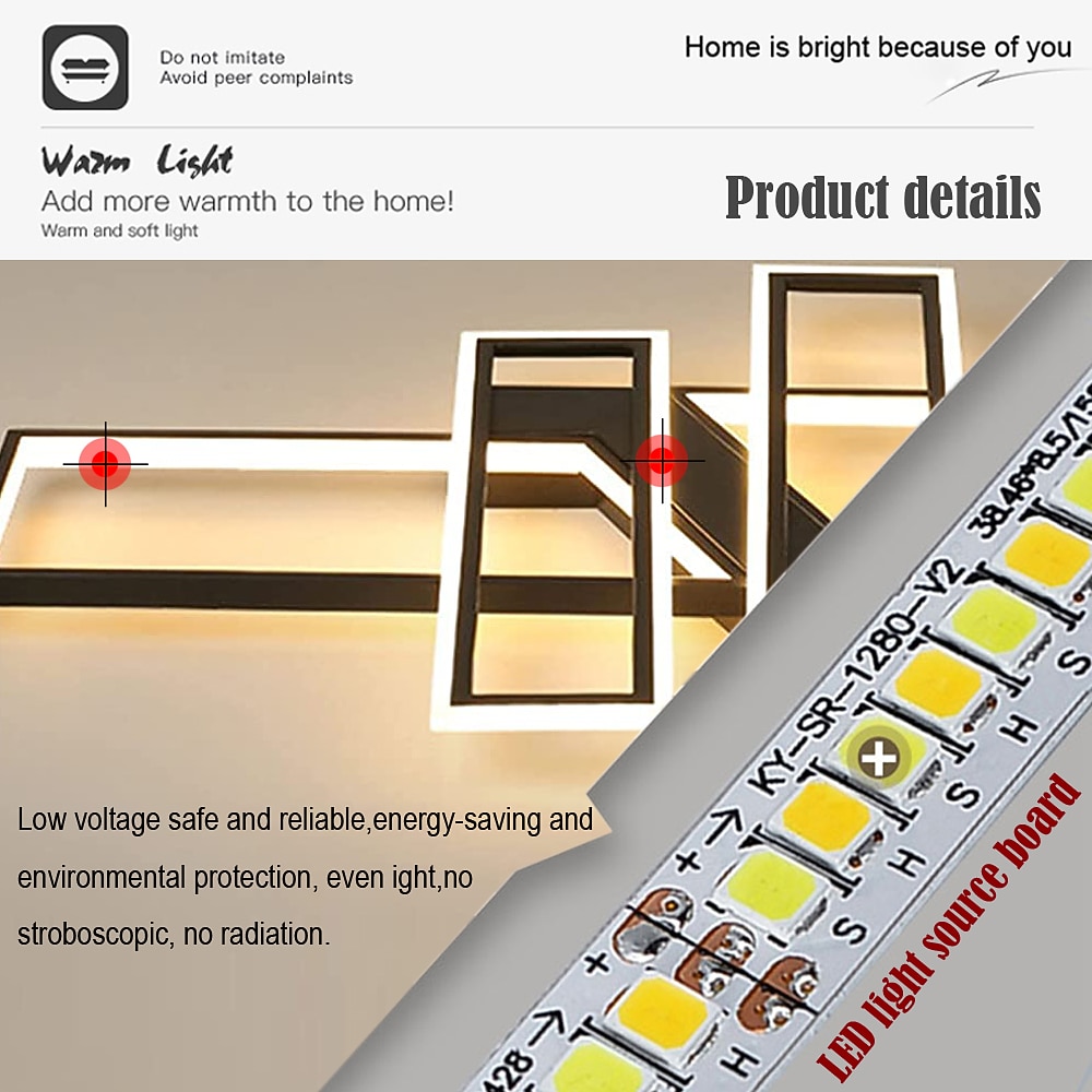 светодиодные потолочные светильники, 4 лампы, 90/120 см, встроенные светильники, светодиодные светильники в современном стиле, столовая, спальня, освещение 110-240 В, только затемнение с 2026 - $246.79 –P6