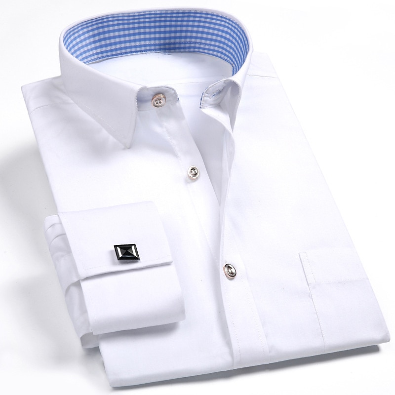 Men's Dress Shirt Non Iron Shirt French Cuff Shirt Collared Shirt Button Up Shirt Curve Wedding Work Black White Pink Blue Long Sleeve Turndown All Seasons Clothing Apparel Button-Down 2025 - $31.99 –P3