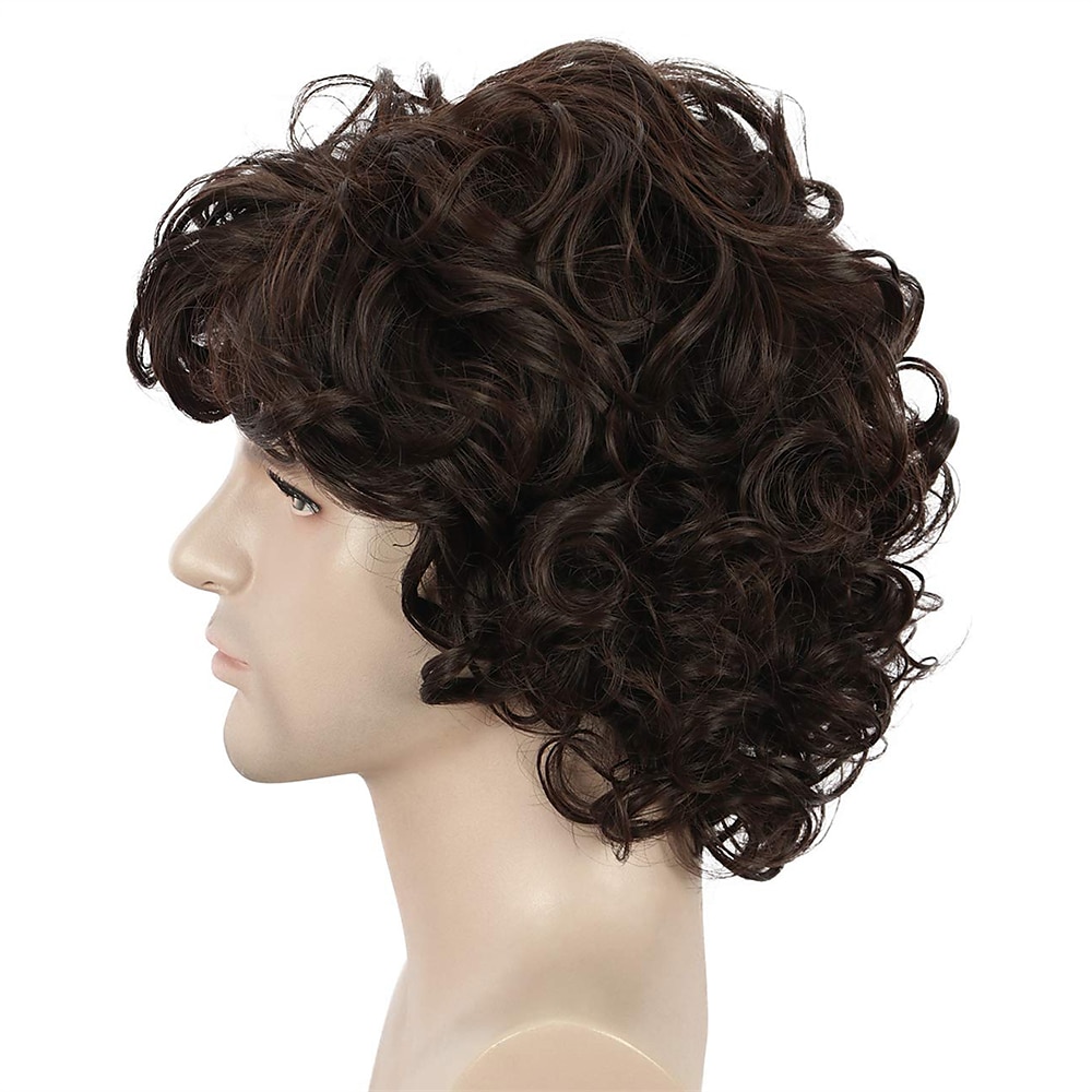 parrucca da uomo divertente parrucca da uomo corta riccia marrone parrucche anime cosplay parrucca di capelli cosplay parrucche di halloween del 2025 a $20.99 –P5