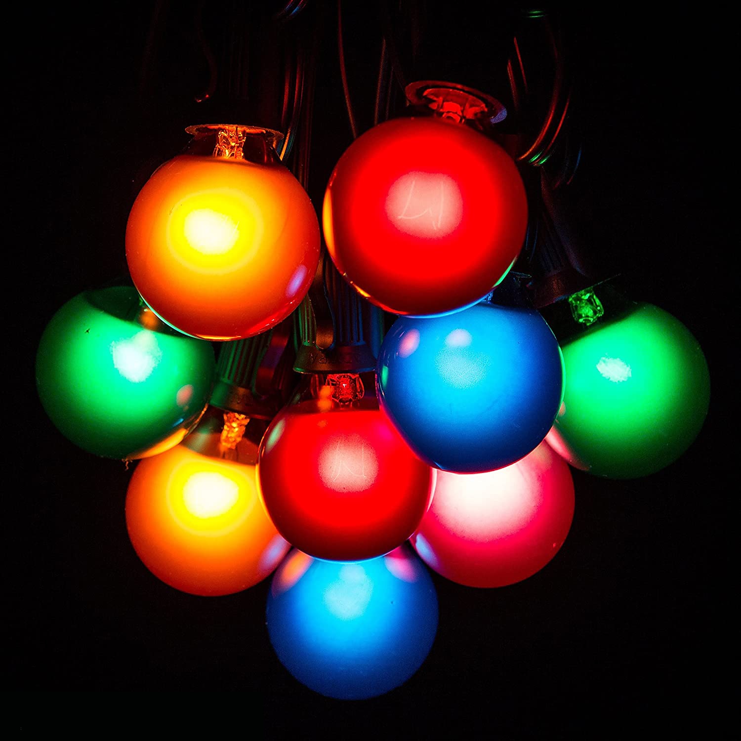 G40 Globe Patio String Lights Kültéri 7,62m/25FT 25 Átlátszó Többszínű G40 Izzókkal Függőleges Belső és Külső String Lámpák a Hátsó Kert Bistro Piac Kerti Parti Dekorációhoz Fekete Dróton 2026 - $62.99 –P14
