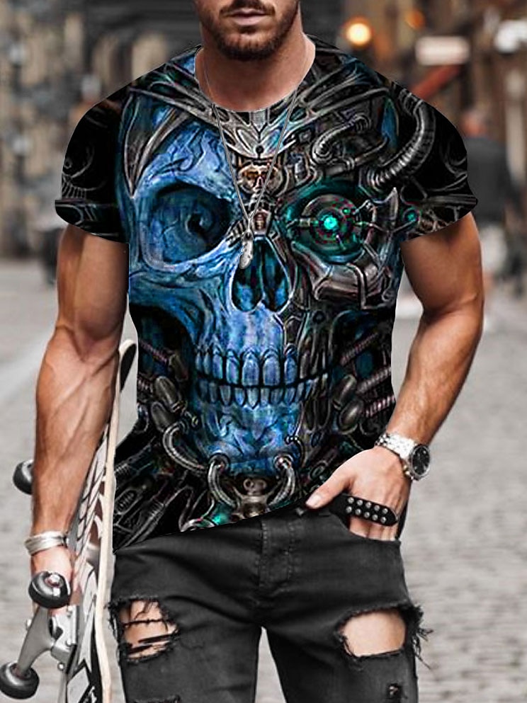Herr Unisex Dödskalle Grafiska tryck T-shirt halloween skjorta Kortärmad T-shirt 3D-tryck Rund hals Skjorta Sport Designer Ledigt Utomhus Gata Dagligen Svart Rubinrött Blå Sommar Kläder S M L XL XXL 2025 - $17.99 –P6